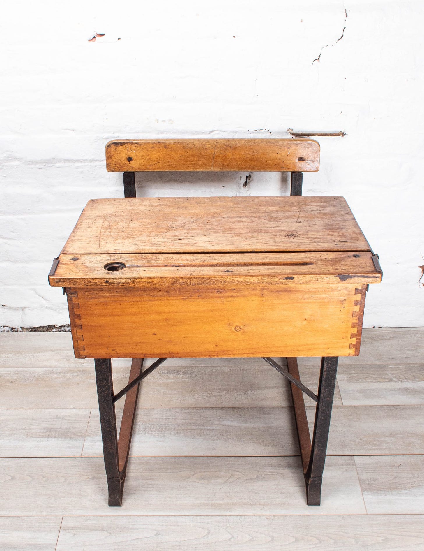 Early 20th Century Wooden School Desk and Chair - James Broad Interiors
