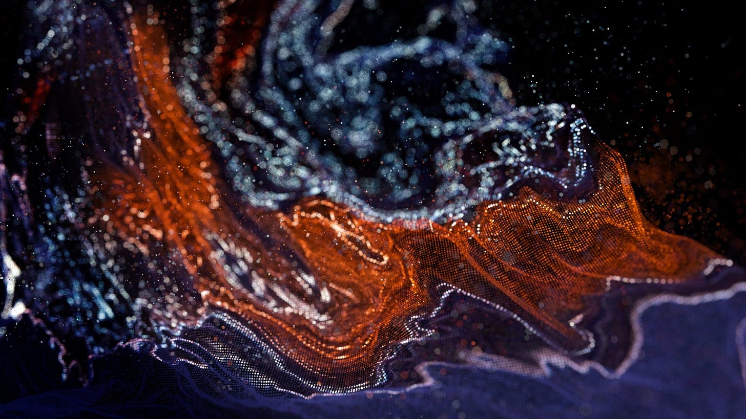 Multicolored light dots marbled on black background