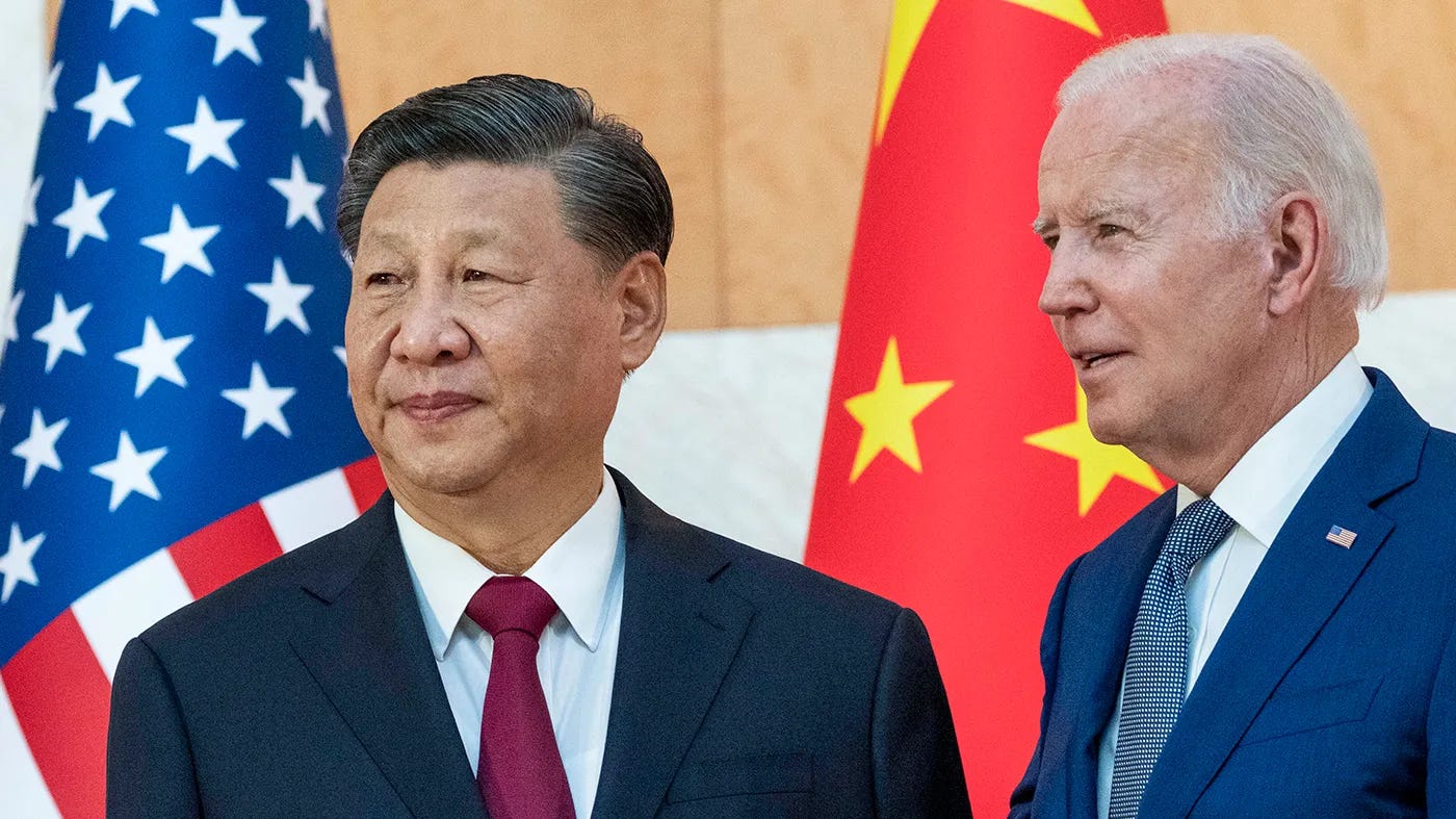 Chinese President Xi Jinping with United States president Joe Biden.