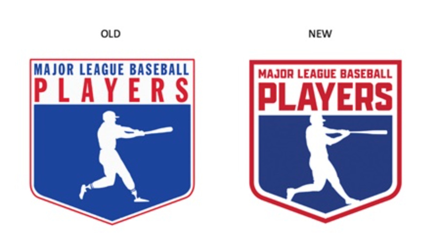 Old MLBPA logo on left, new MLBPA logo on right
