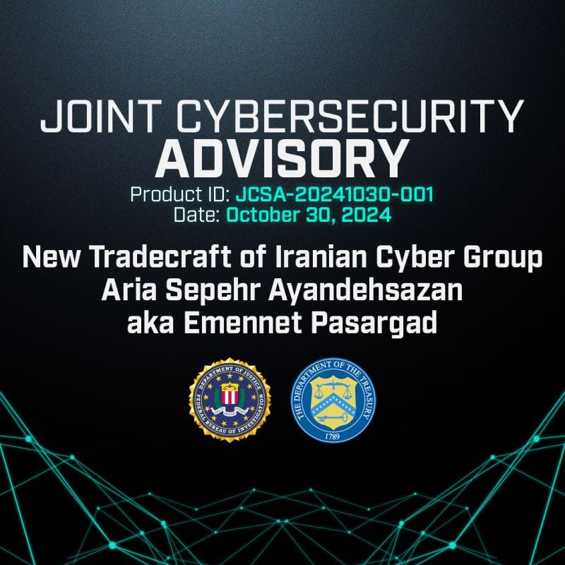 Product ID: JCSA-20241030-001
Date: October 30, 2024

New Tradecraft of Iranian Cyber Group Aria Sepehr Ayandehsazan aka Emennet Pasargad