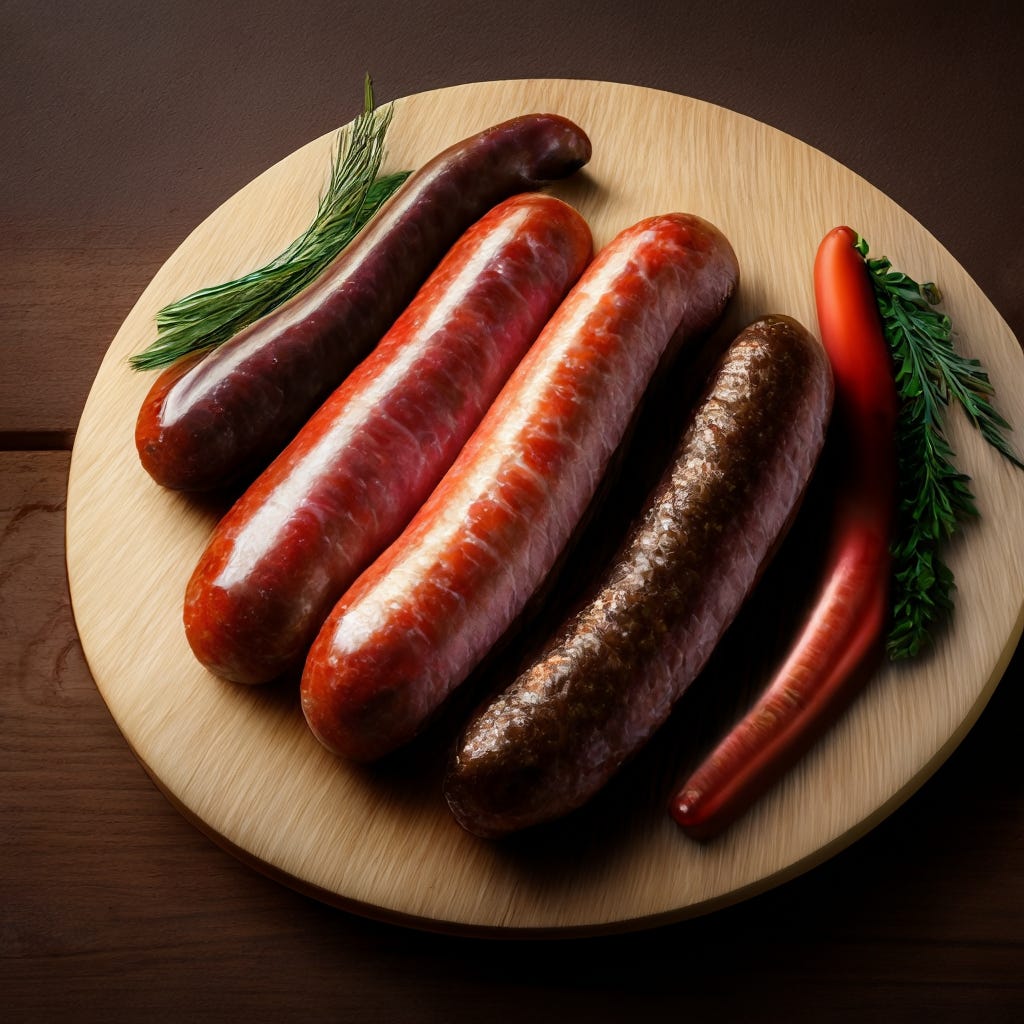 Plate with sausages. Created by Wurstchen.