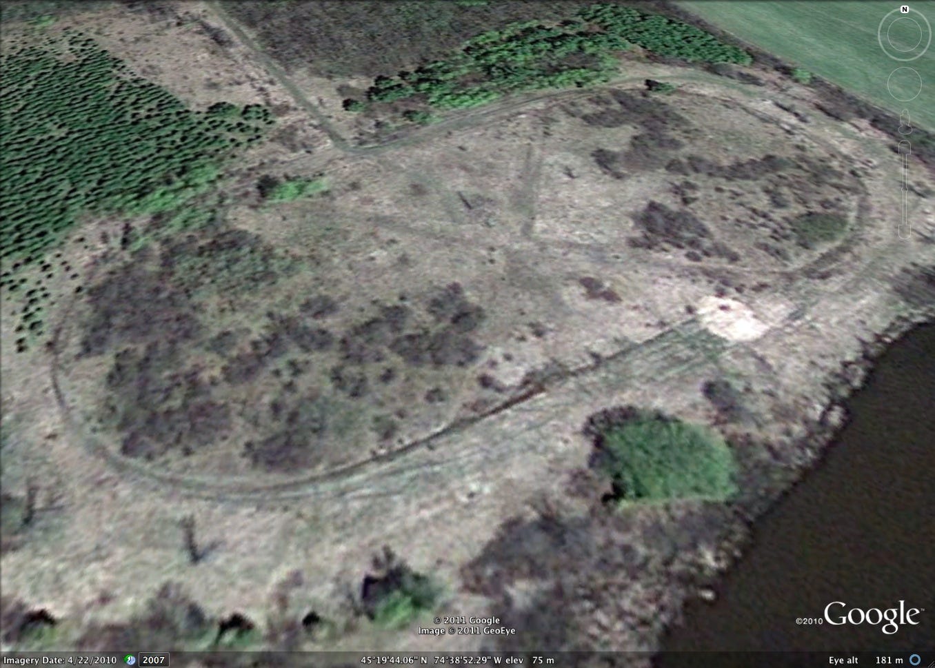satellite image of Alexandria Speedway remnants