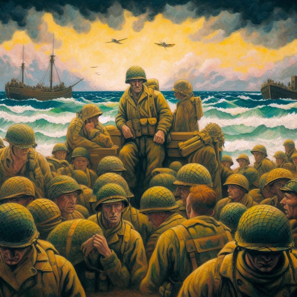 AI generated image evoking D-Day invasion