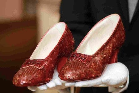 Les souliers de rubis de Judy Garland dans Le Magicien d'Oz