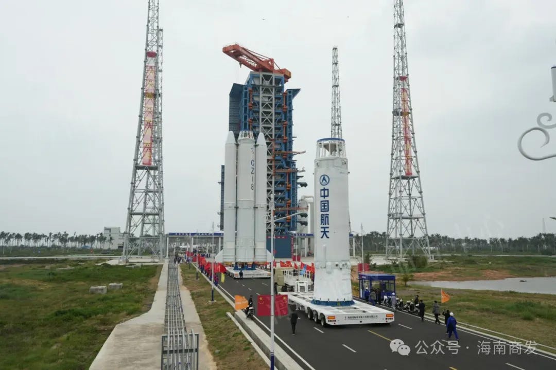 The Long March 8 Y5 vehicle during transportation to Commercial Launch Pad 1.