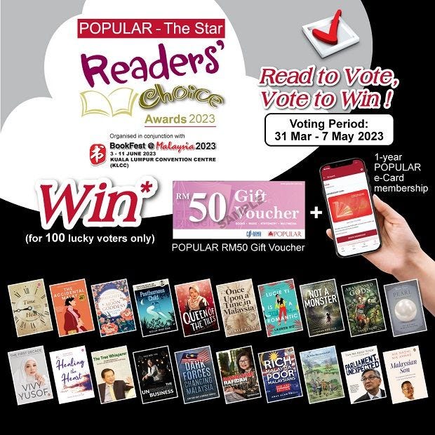 Calling book lovers. Vote for your favourite Malaysian book in the Popular-The Star Readers' Choice Awards.