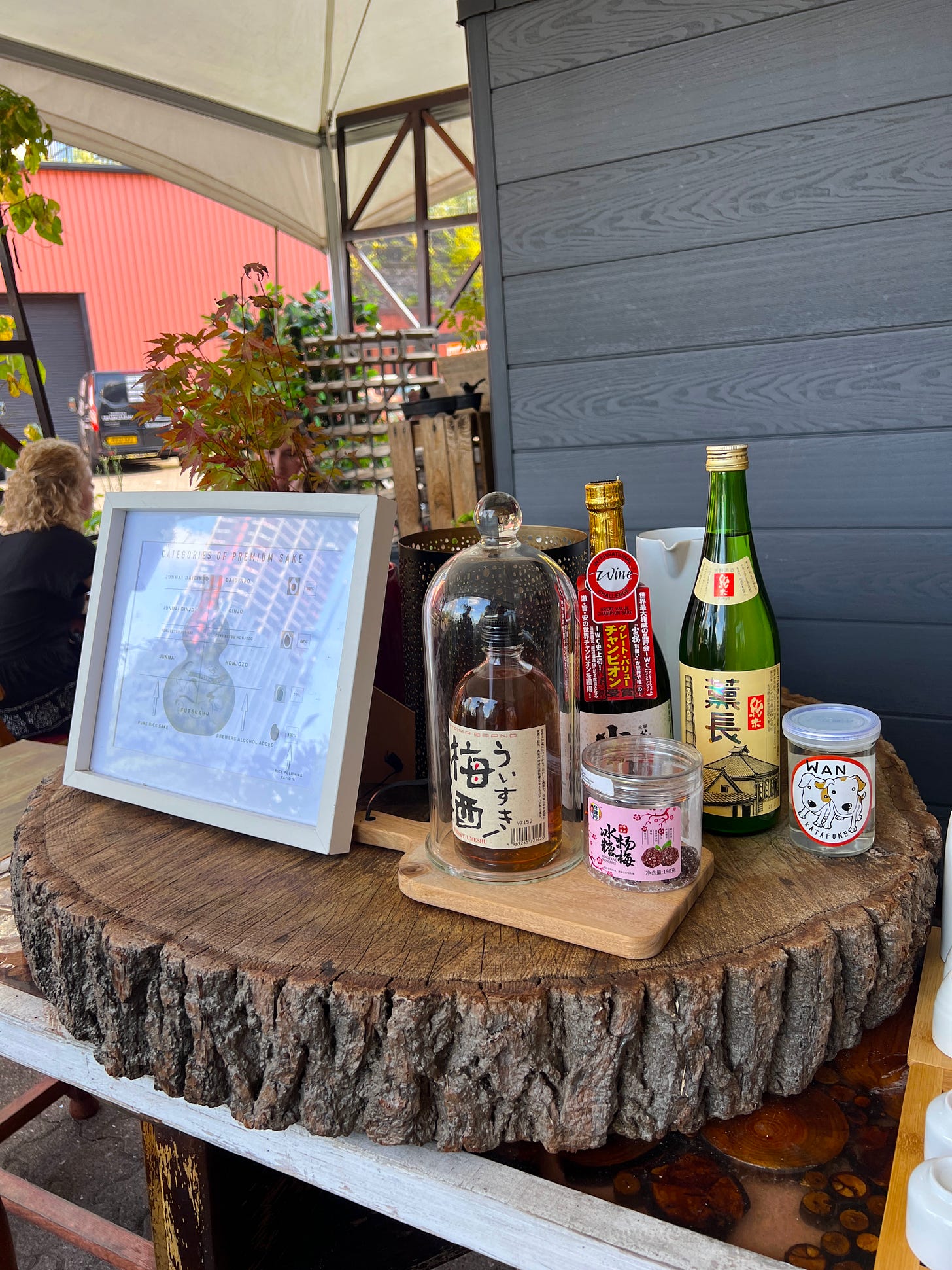 bottles on the counter at hidden manchester sake bar suzume