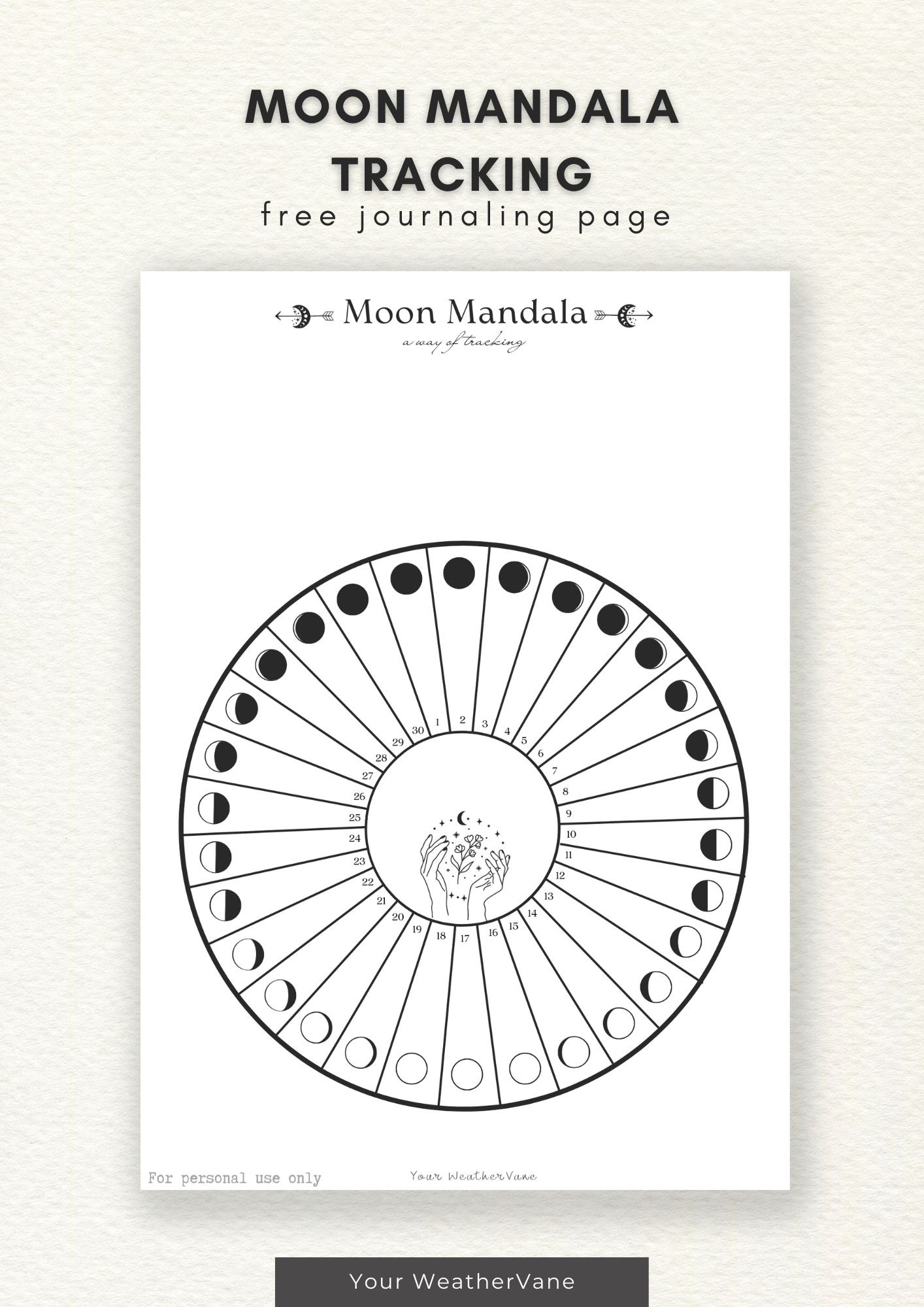 Moon Mandala Tracking Journaling Page