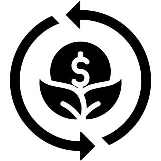 Money Saving and Recycling logo in black and white
