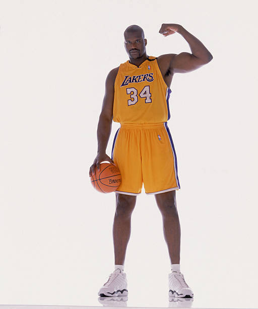 Shaquille O'Neal of the Los Angeles Lakers poses for a studio portrait on October 2, 2002 in Los Angeles, California. NOTE TO USER: User expressly...