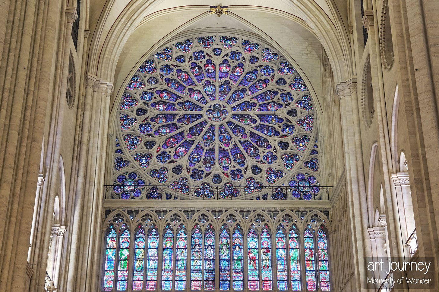 Rose window South Transept Notre Dame cathedral stained glass windows 'Architecture of Light'