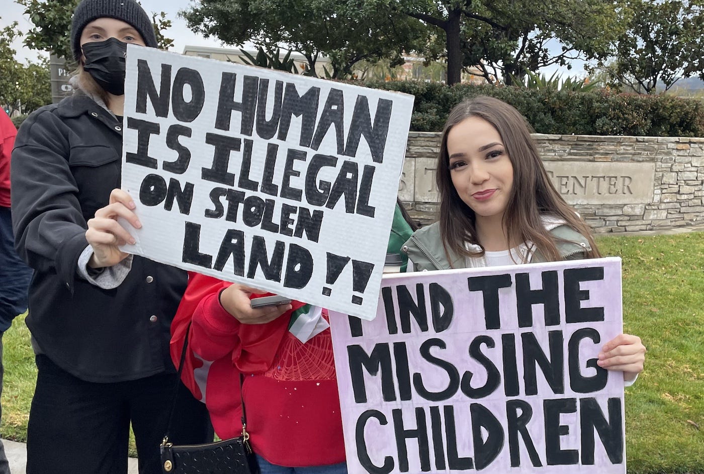 Monique Gomez of San Marcos, right, organized Friday’s protest against President Donald Trump’s immigration and deportation policies. Steve Puterski photo