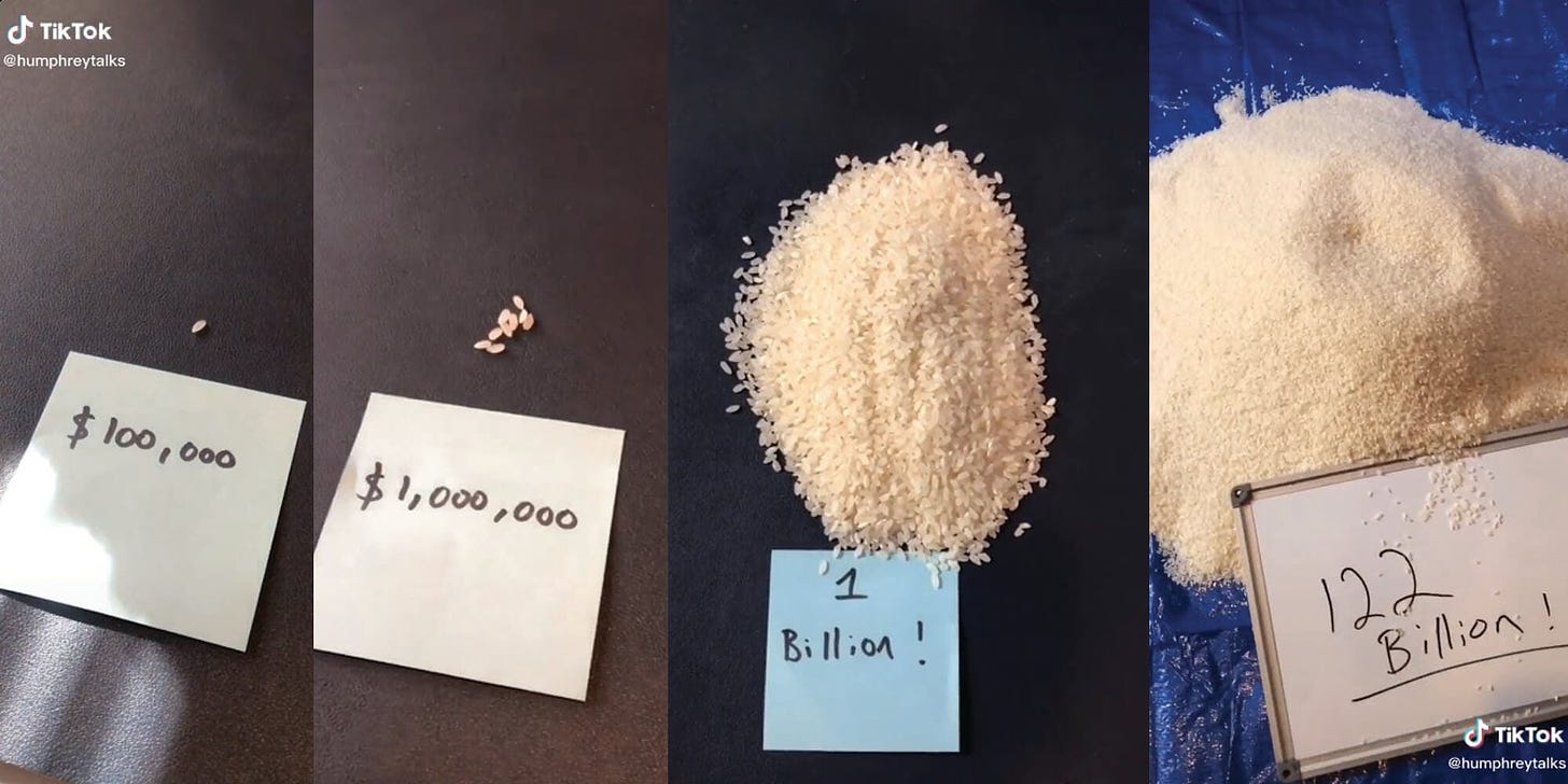This TikTok Shows Jeff Bezos' Obscene Wealth in Rice Grains
