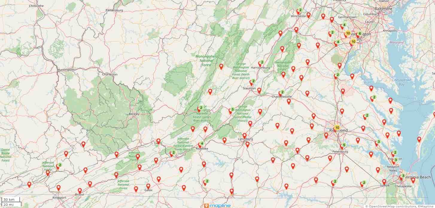 Map of early voting locations.