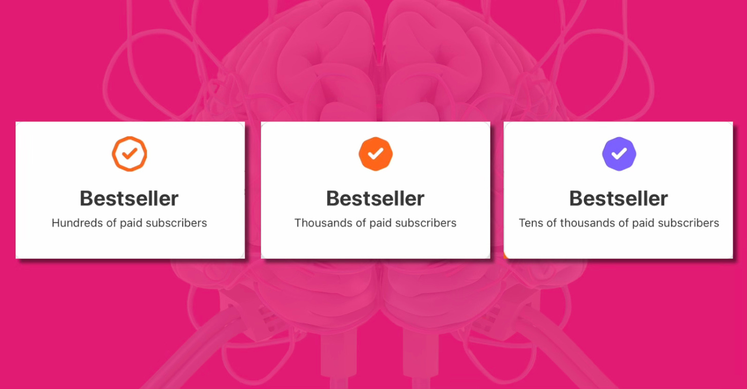 bestseller badges on substack