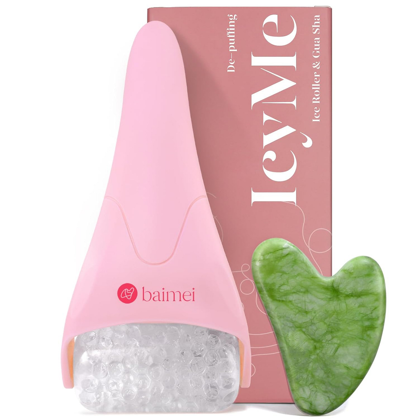 BAIMEI Ice Roller & Gua Sha Set – Cooling Face Roller for Puffiness & Glow, Self-Care Gift for Women