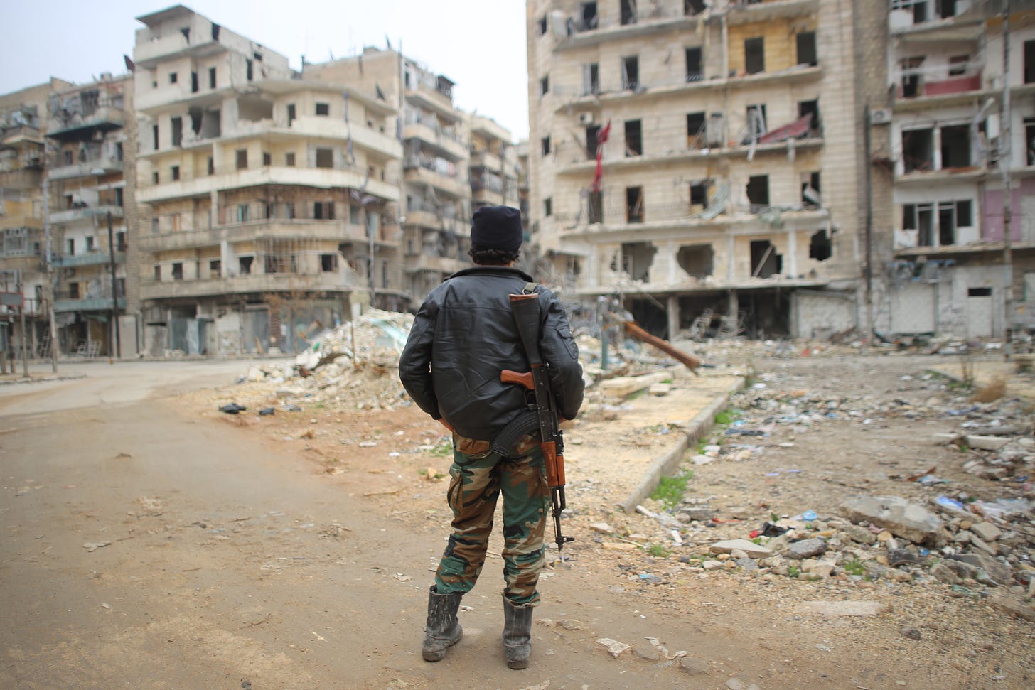 A 15-year-old former child soldier in Aleppo. (Photo by Ibrahim Khader/Pacific Press/LightRocket via Getty Images.)