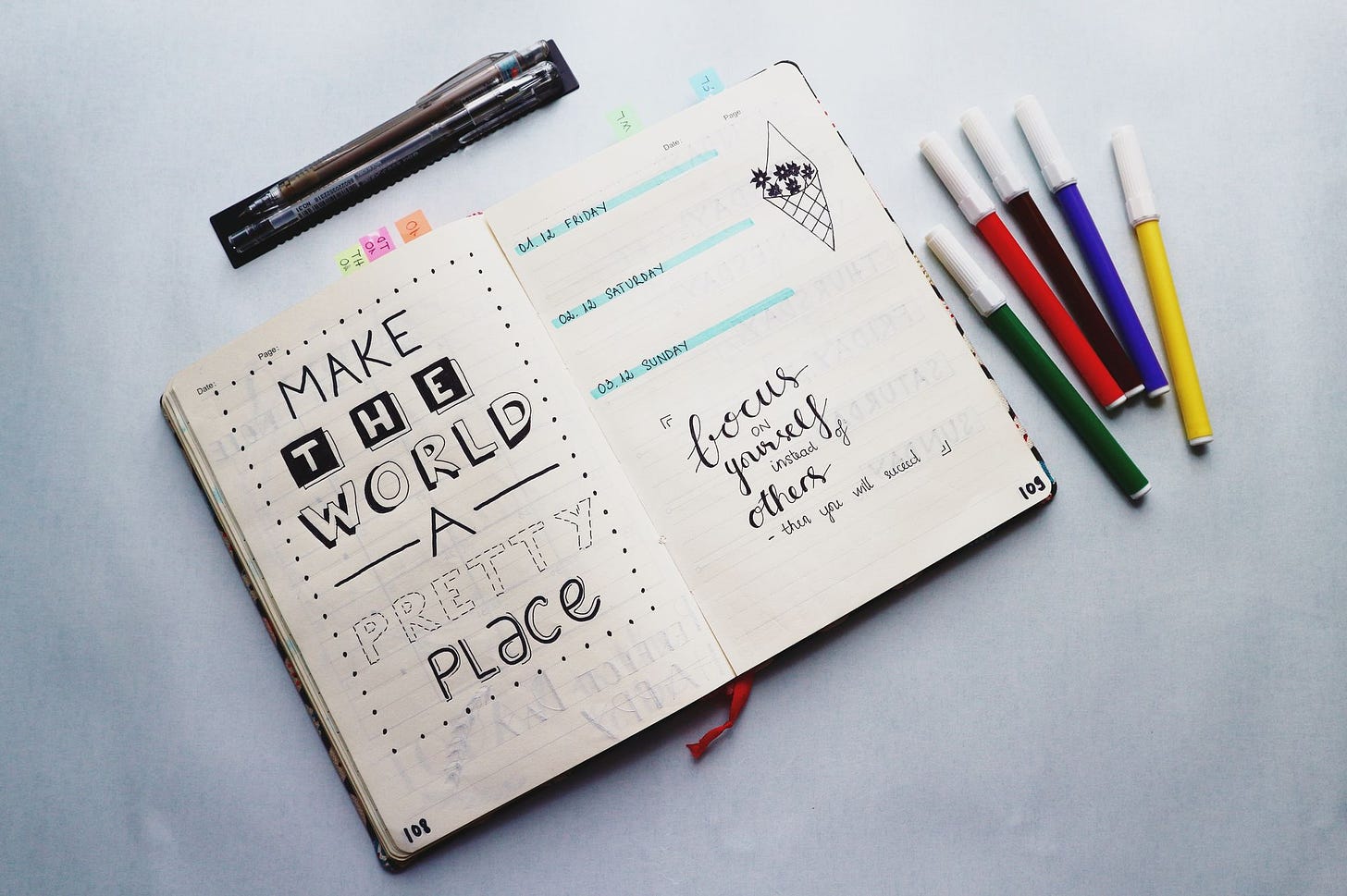 bullet journal spread via pexels