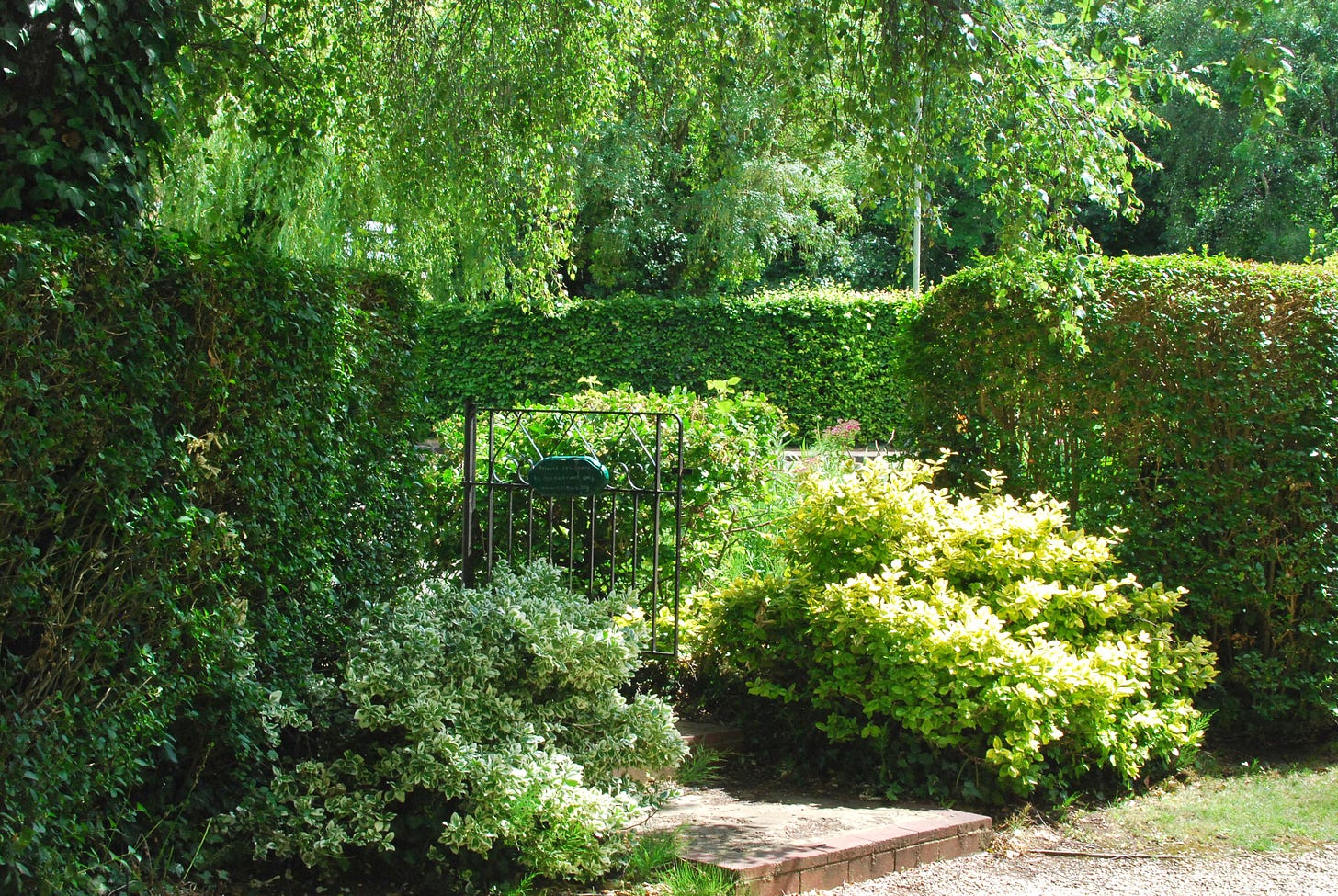 Welcome gate into the garden at the Kilns