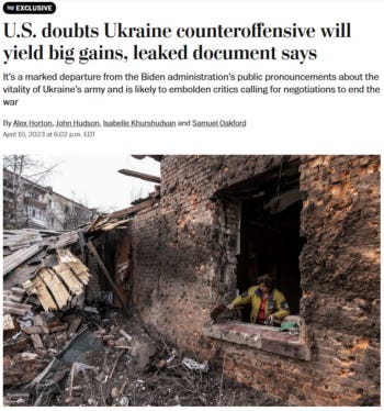 WaPo: U.S. doubts Ukraine counteroffensive will yield big gains, leaked document says