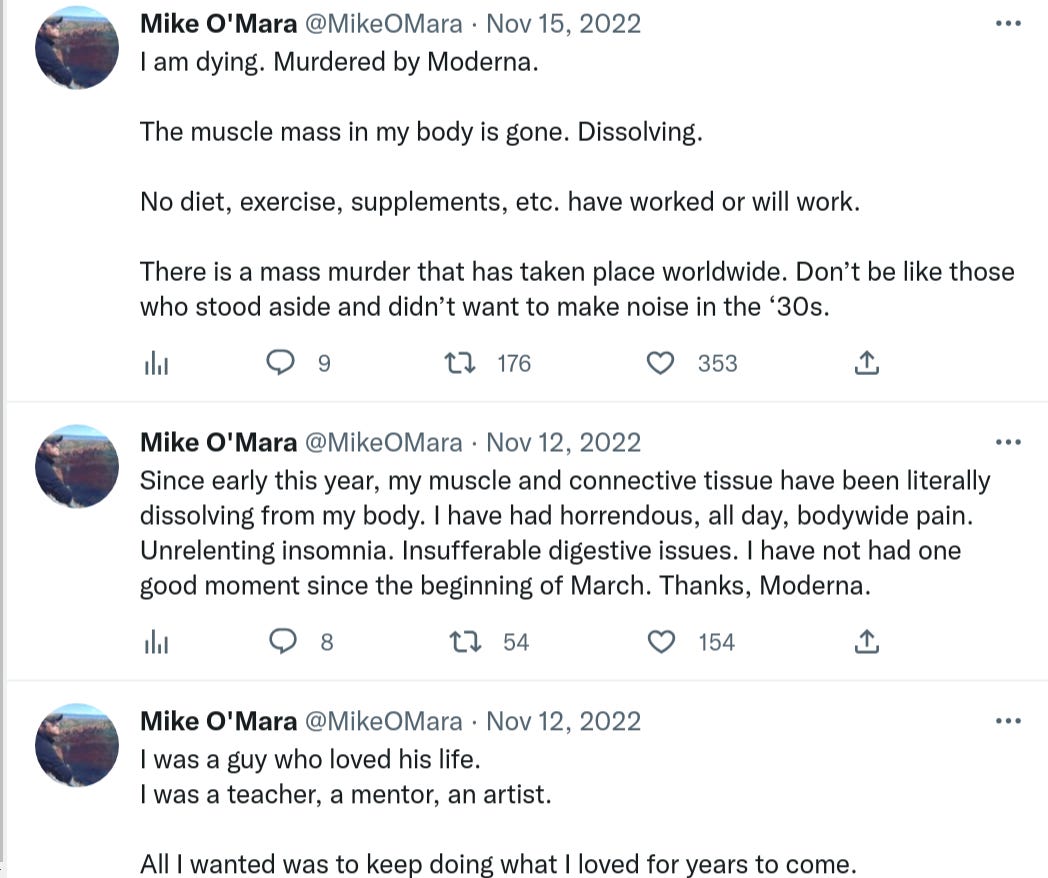 Mike O’Mara: “I Am Dying. Murdered by Moderna.” Https%3A%2F%2Fsubstack-post-media.s3.amazonaws.com%2Fpublic%2Fimages%2Fdb7dff2b-d1c6-444d-8380-66be23a3816c_1048x878