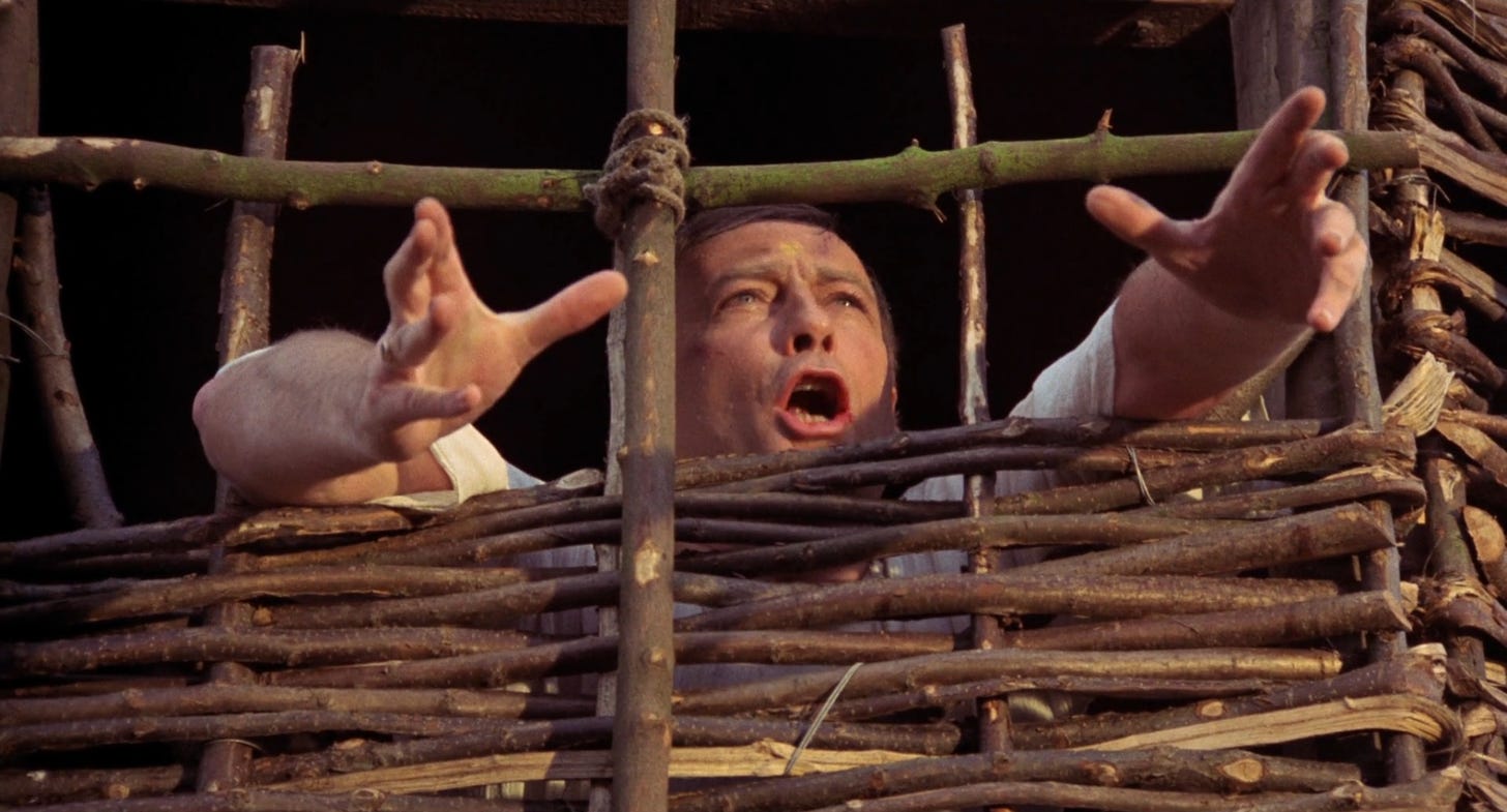 Sergeant Howie calls to god in The Wicker Man