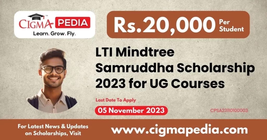 LTI Mindtree Samruddha Scholarship 2023 for UG Courses