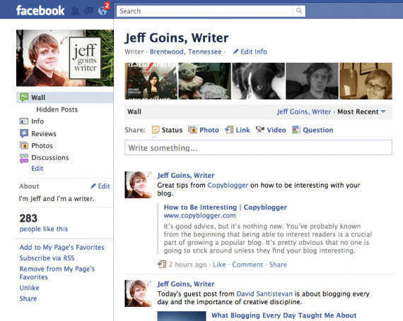 Goins, Writer Facebook Page