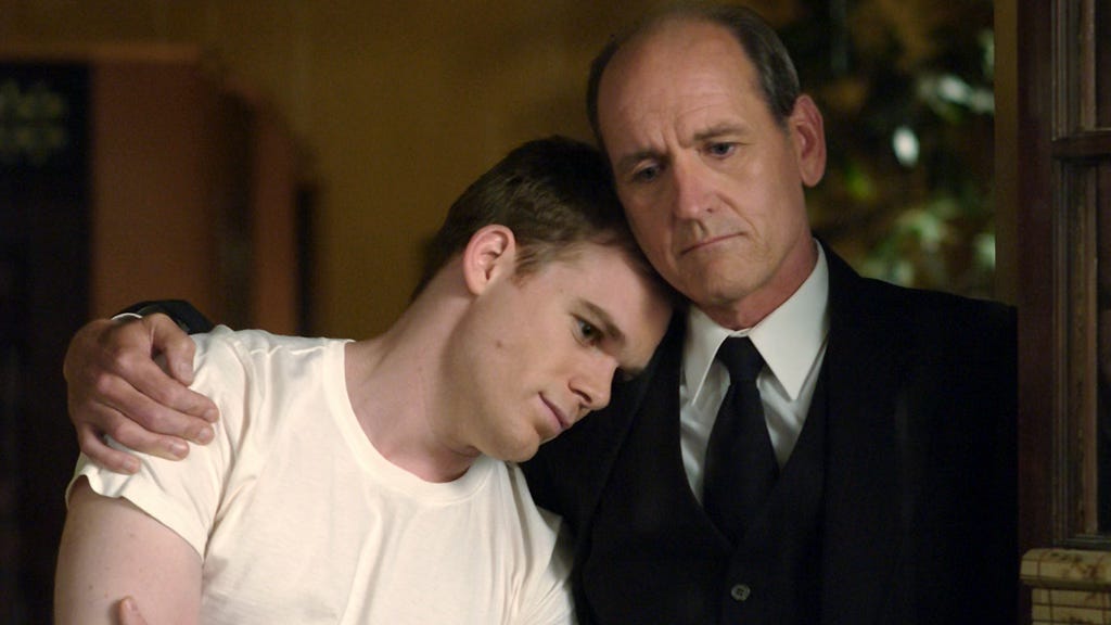 Michael C. Hall and Richard Jenkins in a still from the HBO series Six Feet Under