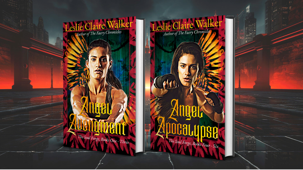 Kickstarter Omnibus Special Editions for the Soul Forge series, Angel Avengement and Angel Apocalypse, in red and gold