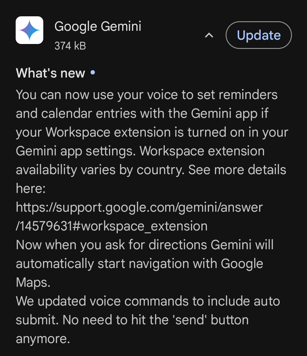 Google Gemini Update
