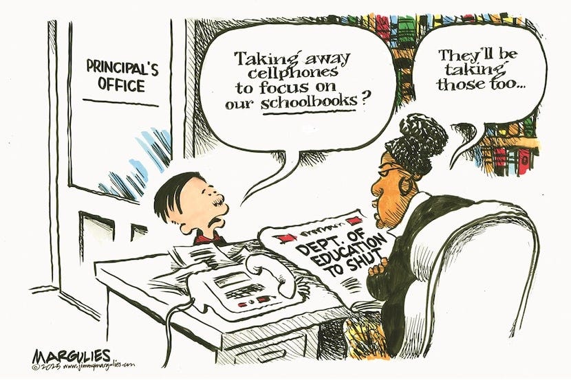 Editorial cartoon: Textbook cuts