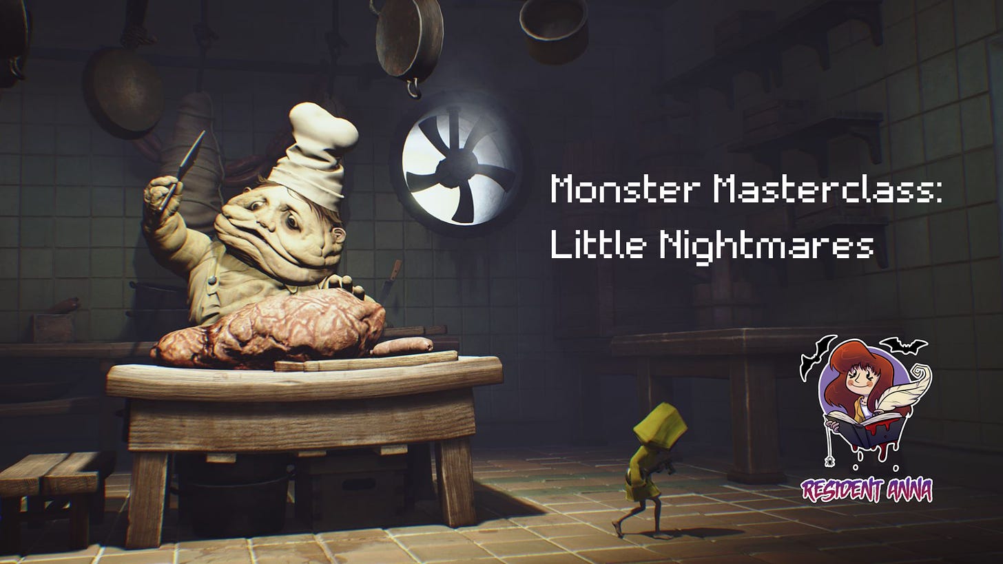 A banner showing a Chef from the game Little Nightmares. It is titled MONSTER MASTERCLASS: Little Nightmares.