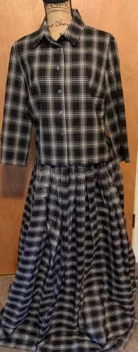 VINTAGE MICHAEL KORS  SILK  SKIRT AND  JACKET  COMBO BLACK AND WHITE CHECKED - Picture 1 of 5