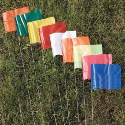 Blank Marking Flags in 9 different colors.