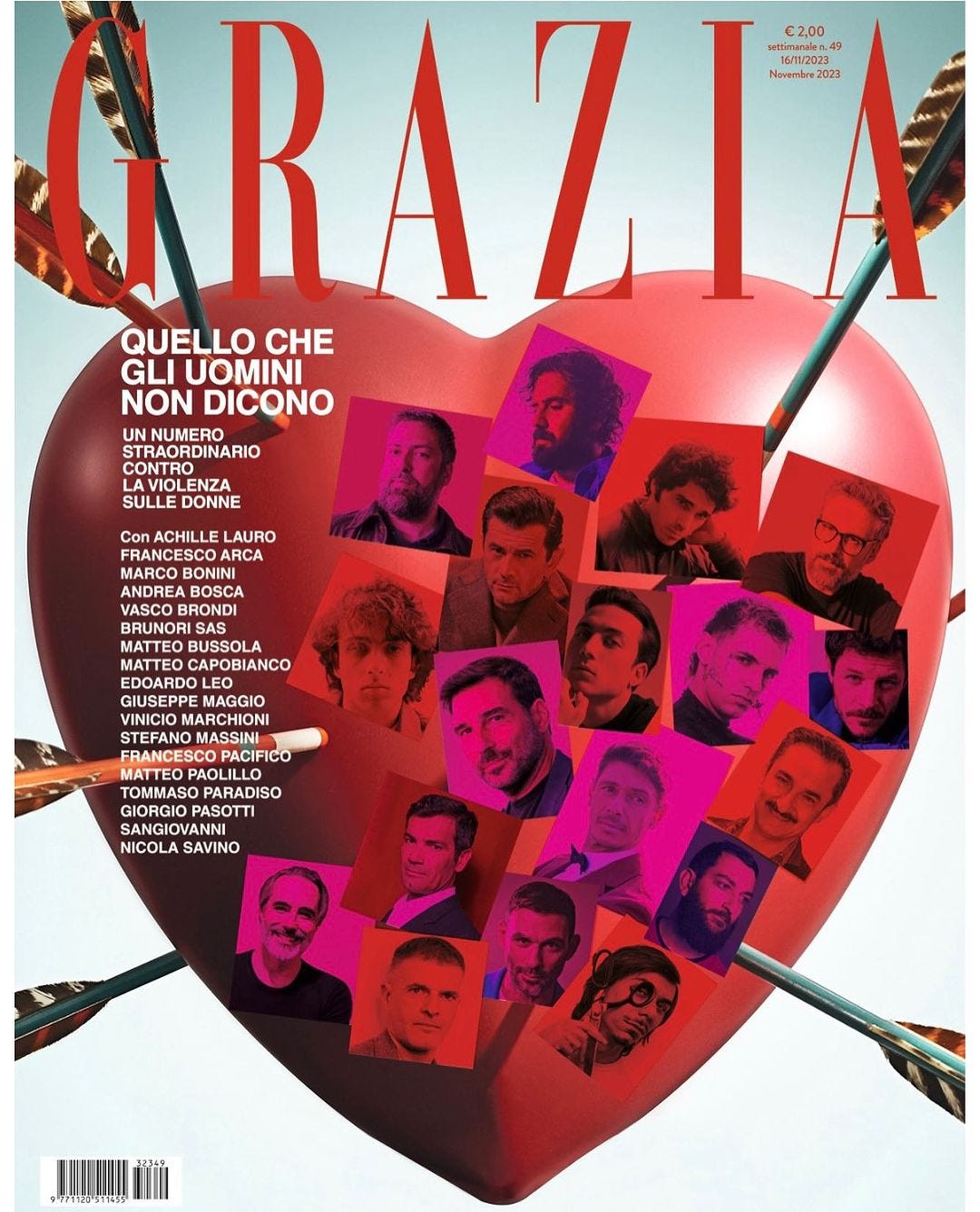 La copertina del numero di Grazia dedicato alla giornata contro la violenza sulle donne