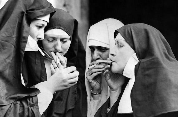 Nuns Smoking Print Smoking Nuns Vintage Photo Print Black - Etsy Canada