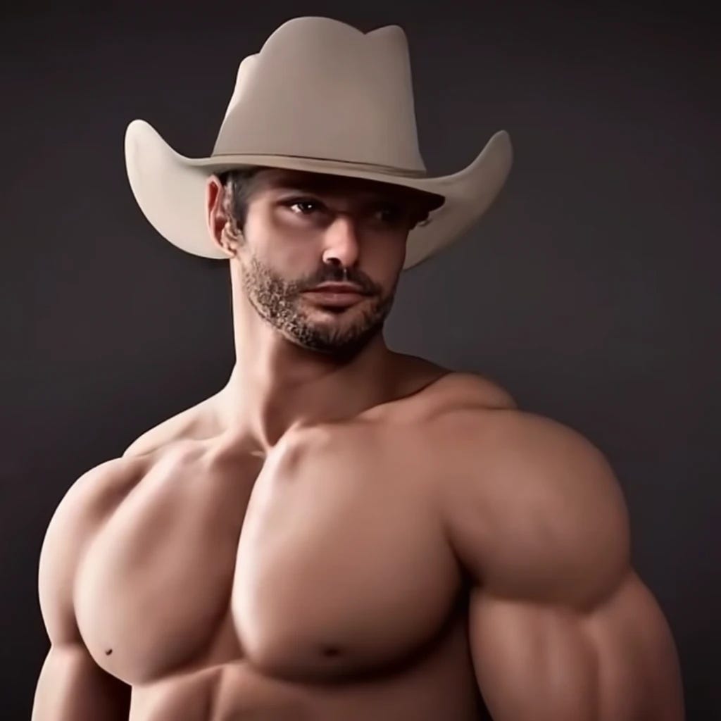 handsome muscular cowboy