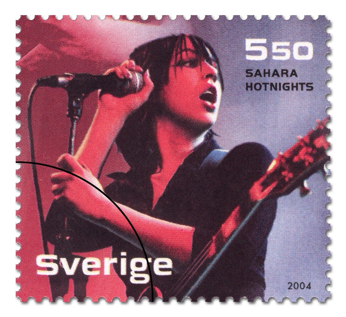 Maria Andersson of the Sahara Hotnights on a Swedish postage stamp