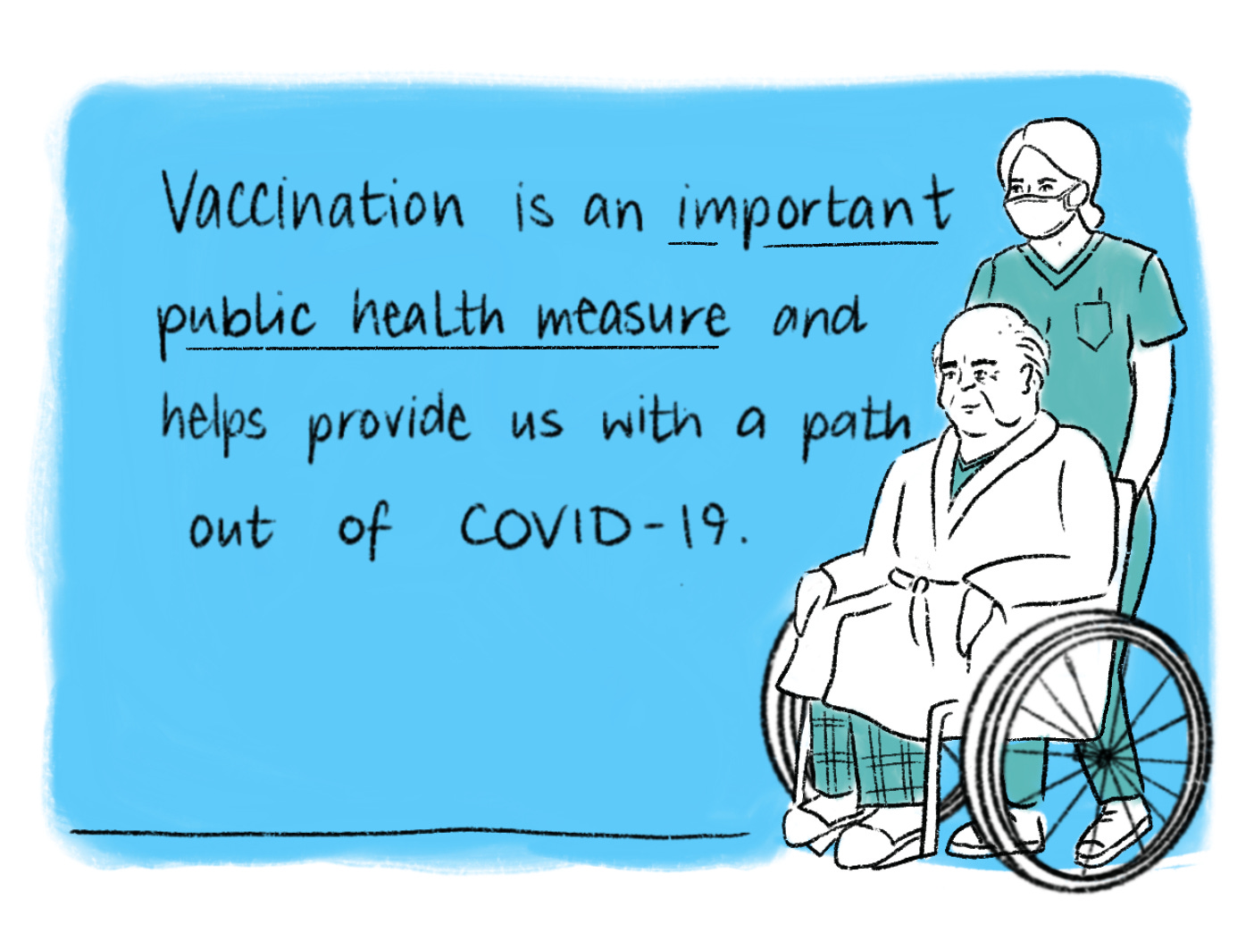 Vaccination comic scene 2. Read the transcript below.