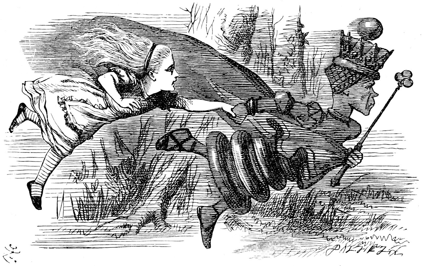 «Now! Now!» cried the Queen. «Faster! Faster!» Sir John Tenniel