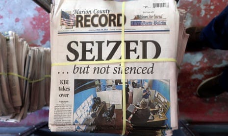 Kansas newspaper raided by police to have seized items returned | Kansas |  The Guardian