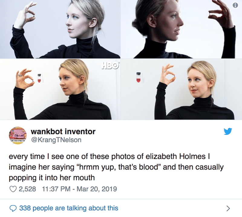 Twitter Is Sharing Their Thoughts On The Elizabeth Holmes Theranos  Documentary "The Inventor" (24 Tweets) - CheezCake - Parenting |  Relationships | Food | Lifestyle