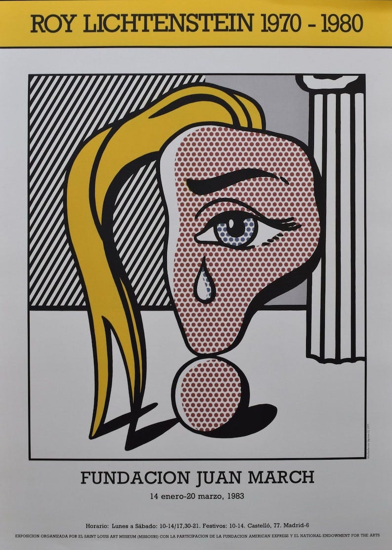 ROY LICHTENSTEIN Girl with tear III Original Vintage Poster Juan March Foundation / Saint Louis Art Museum year 1983 image 1