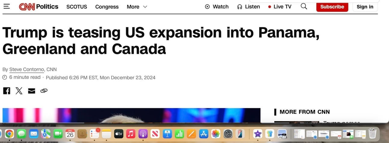 CNN Headline: Trump is teasing US expansion into Panama, Greenland and Canada CNN Headline: Trump is teasing US expansion into Panama, Greenland and Canada