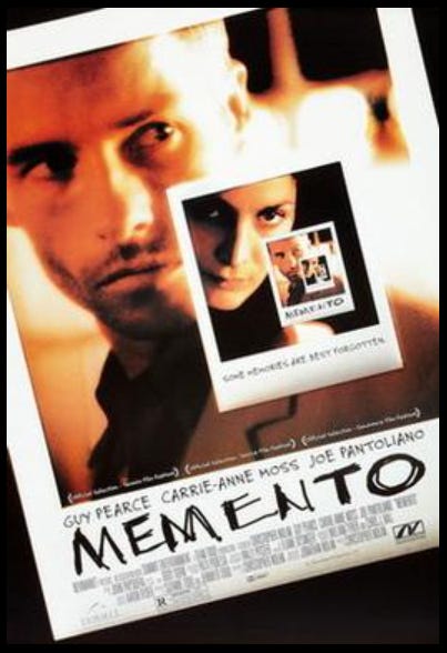 Memento (2000) promotional poster_a Christopher Nolan movie that raises questions about memory and identity_"You Are What You Remember," as it turns out!