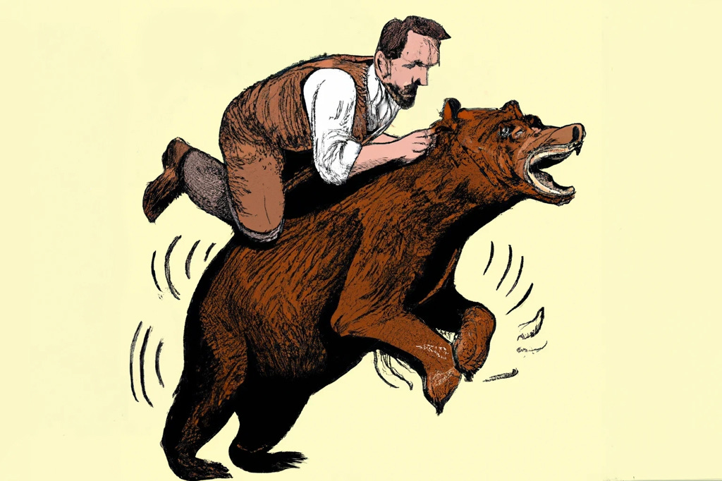 The Man Who Rode the Bear, artwork by Paul Brown with Dall-E