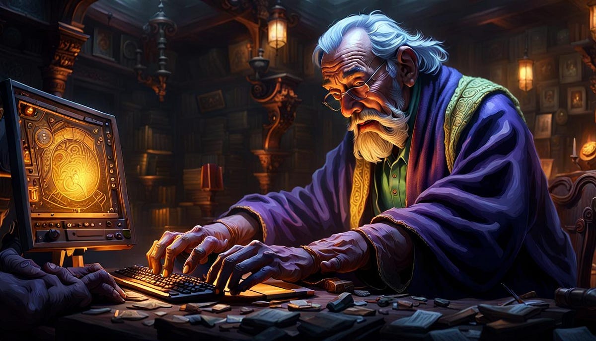 Old man at computer