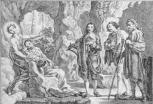 The death of Alexander Pope from Museus, a threnody by William Mason. Diana holds the dying Pope, and John Milton, Edmund Spenser, and Geoffrey Chaucer prepare to welcome him to heaven. The death of Alexander Pope from Museus, a threnody by William Mason. Diana holds the dying Pope, and John Milton, Edmund Spenser, and Geoffrey Chaucer prepare to welcome him to heaven.